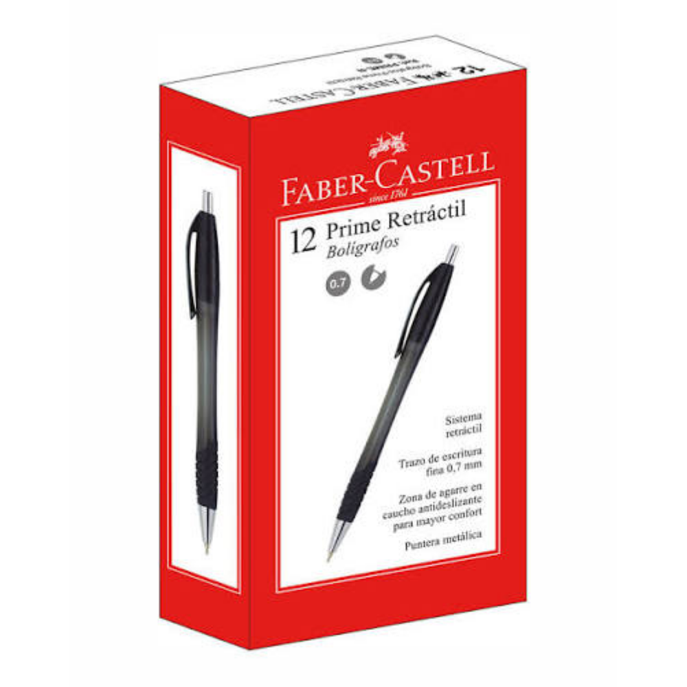 Bolígrafo Faber-Castell Prime retráctil 0.7 mm negro