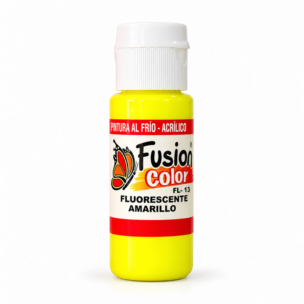 Imagen referencial: pintura acrílica fluorescente Fusion Color amarillo 60 cc, vista principal