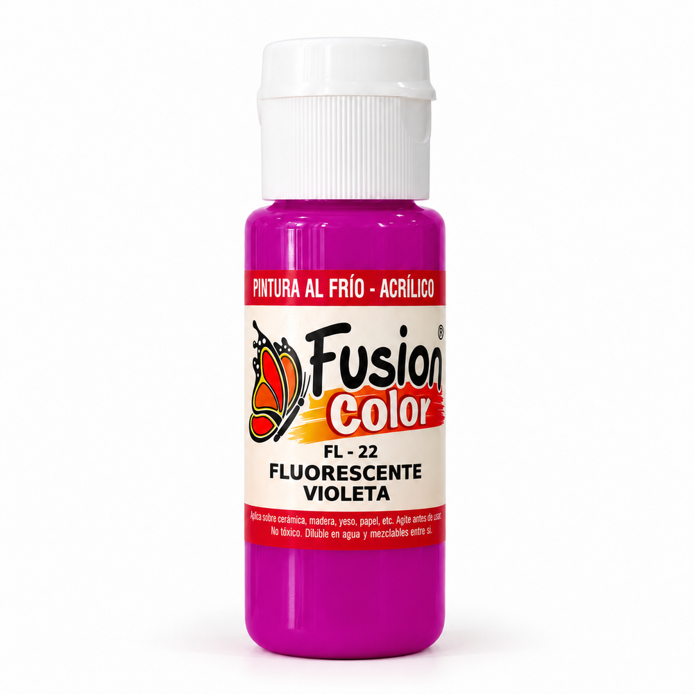 Imagen referencial: Pintura acrílica fluorescente Fusion Color violeta 60 cc, vista principal