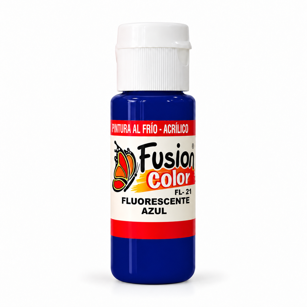 Imagen referencial: Pintura acrílica fluorescente Fusion Color azul 60 cc, vista principal