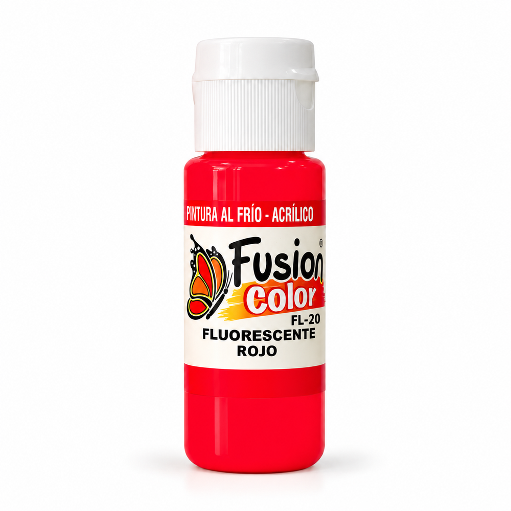 Imagen referencial: Pintura acrílica fluorescente Fusion Color rojo 60 cc, vista principal