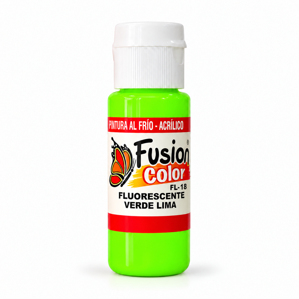 Imagen referencial: pintura acrílica fluorescente Fusion Color verde lima 60 cc, vista principal