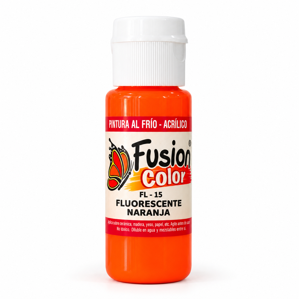 Imagen referencial: pintura acrílica fluorescente Fusion Color naranja 60 cc, vista principal