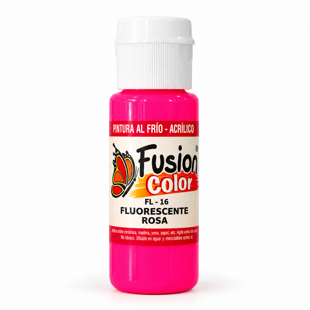 Imagen referencial: Pintura acrílica fluorescente Fusion Color rosa 60 cc, vista principal