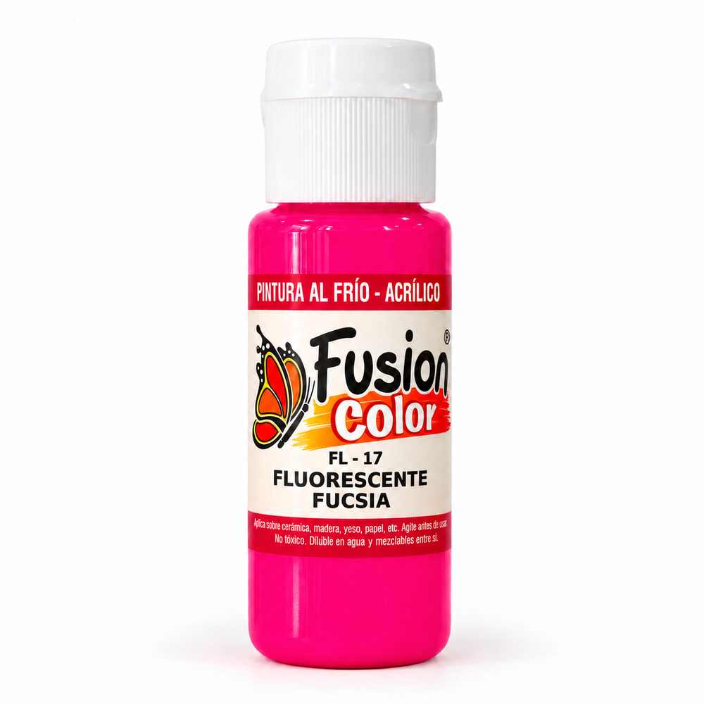 Imagen referencial: Pintura acrílica fluorescente Fusion Color fucsia 60 cc, vista principal