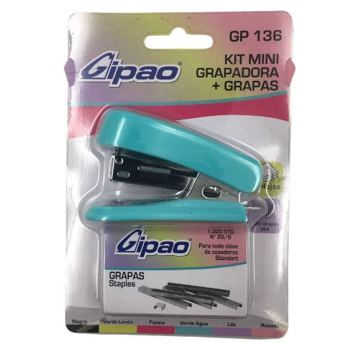 Grapadora mas grapas gipao gp 136 verde agua