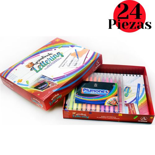 Kit aprendiendo lettering mas 24 marcadores