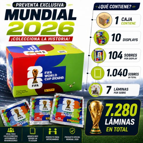 Caja x10 Displays de Sobres del Mundial 2026 (Display x104 - Sobres x7 Laminas)