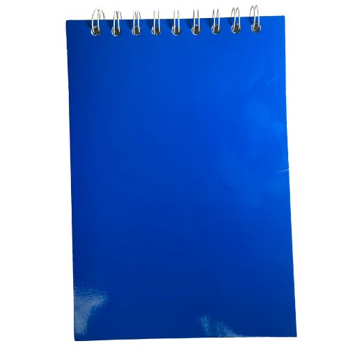 Libreta argollada media carta de rayas pasta azul esmaltada