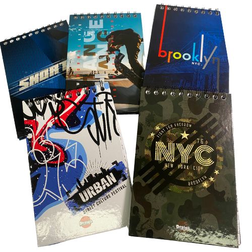 Libreta argollada pasta dura estampada masculina