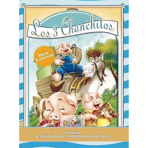 Libro para colorear cuento los tres chanchitos