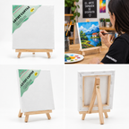 Ejemplo de uso de lienzo con trípode de 20 x 20 cm en una actividad de pintura