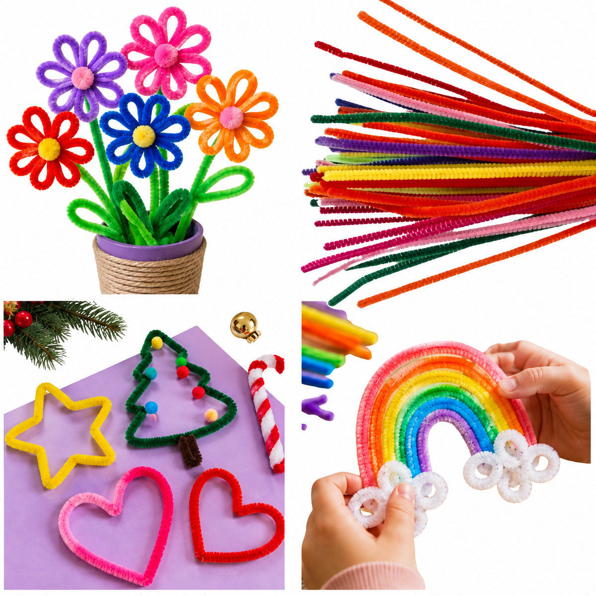 Ejemplos de manualidades con limpiapipas. Accesorios no incluidos.
