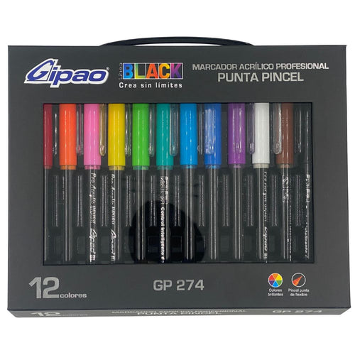 Marcador acrilico profesional gipao x12 marcadores punta pincel