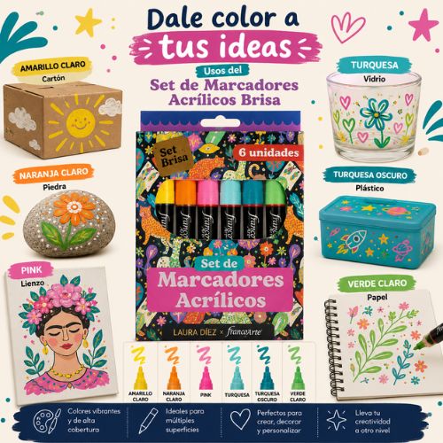 Marcadores Acrilicos x6 Colores Brisa - Franco Arte