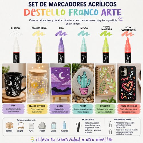Marcadores Acrílicos Colores Destello - Franco Arte
