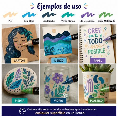 Marcadores Acrílicos  x6 Colores Índigo - Franco Arte