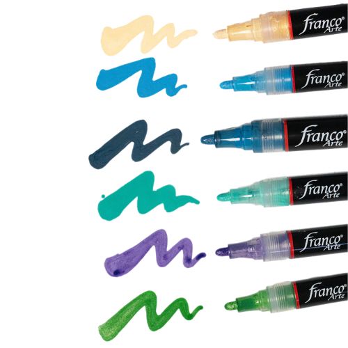 Marcadores Acrílicos  x6 Colores Índigo - Franco Arte
