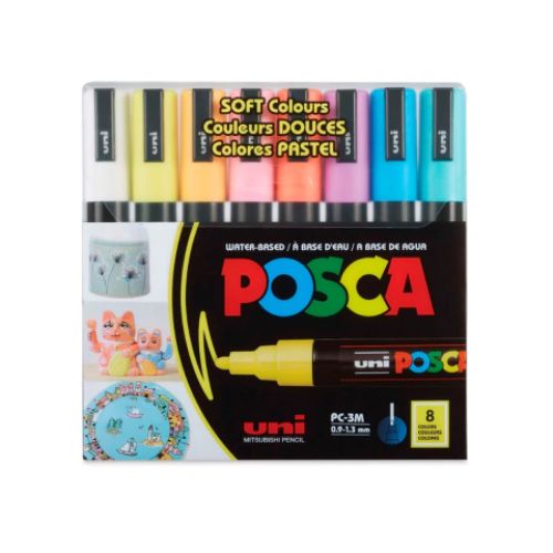 Marcadores de vinilo posca 3mm x8 surtido colores pastel