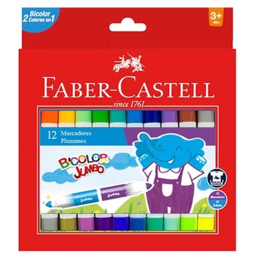 Marcadores doble punta x12jumbo bicolor de faber castell