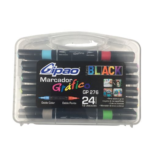 Marcadores graficos doble punta 12 unidades Gipao
