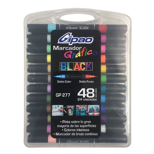 Marcadores graficos doble punta 24 unidades Gipao