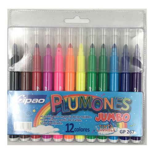 Marcadores lavables jumbo gipao x 12