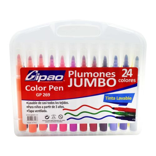 Marcadores lavables jumbo gipao x 24