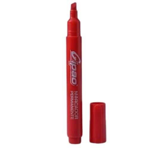 Marcador Permanente Rojo Gipao GP 280 con punta biselada