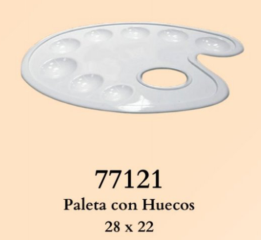 Paleta ovalada Prodisni 77121 de 28 × 22 cm con huecos, imagen original del catálogo oficial.