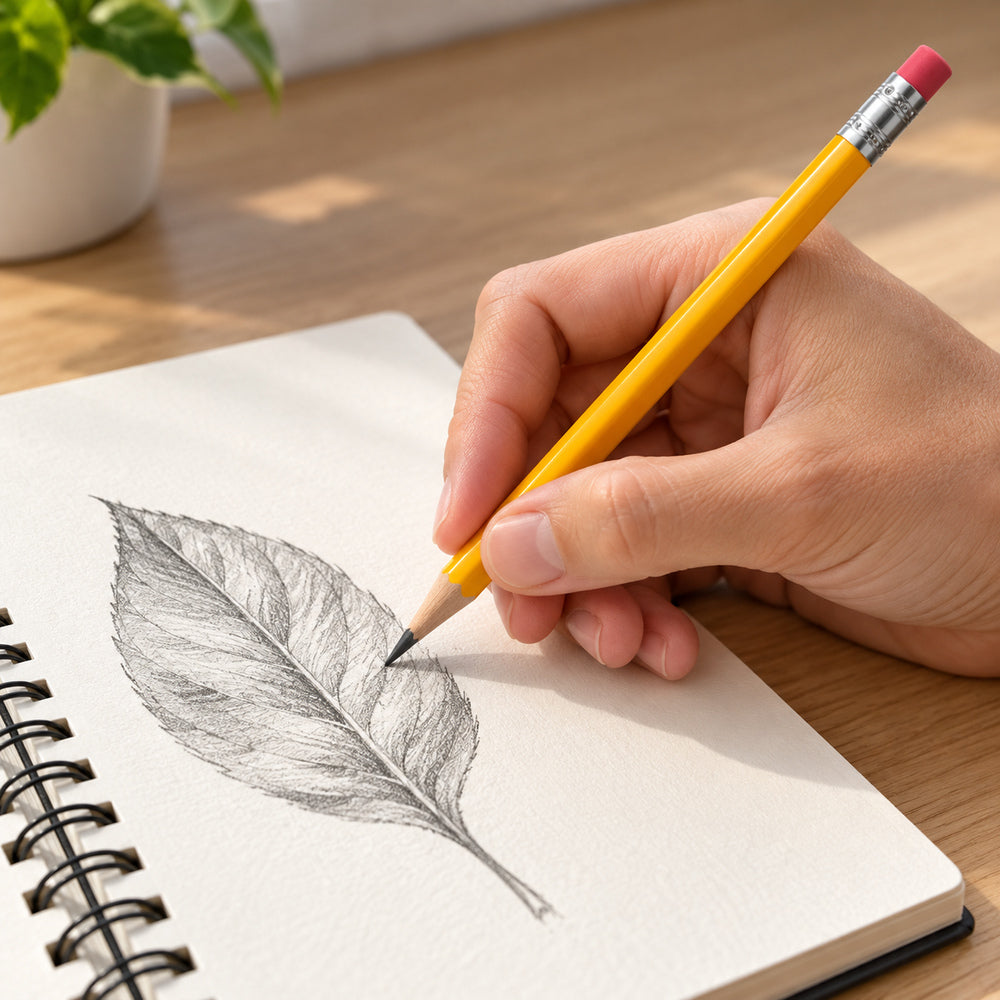 Ejemplo ilustrativo de uso: lápiz de grafito Norma amarillo en dibujo