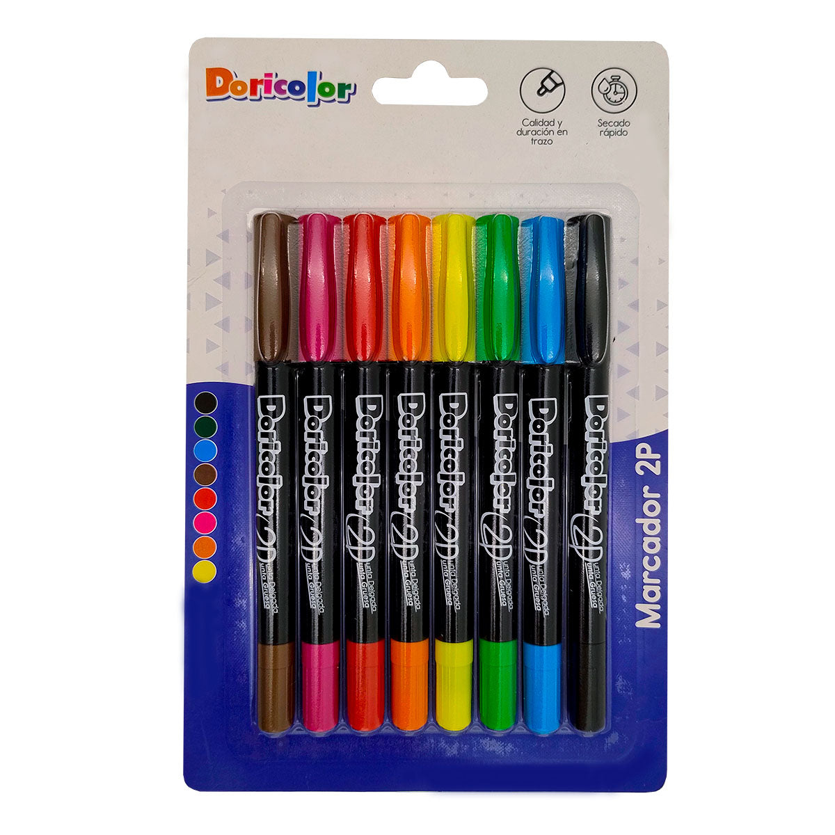 Marcadores doble punta Doricolor 2P, blíster de 8 colores