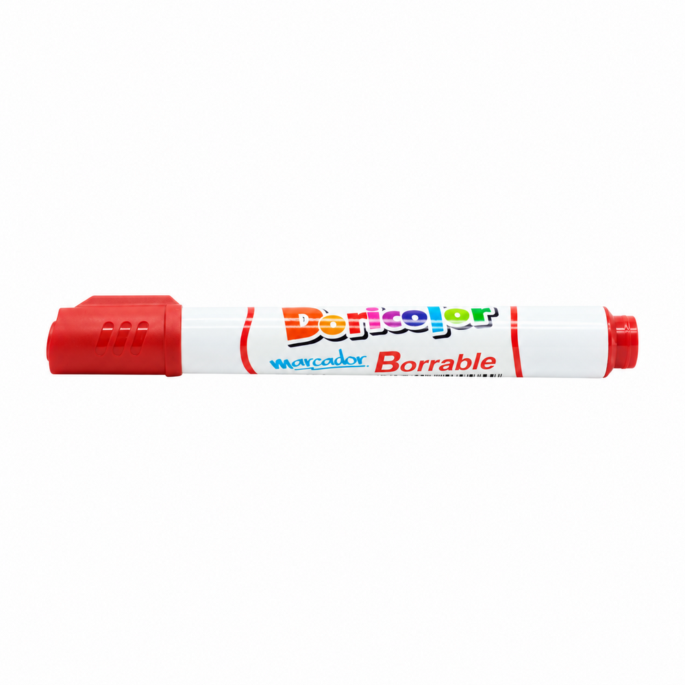 Marcador borrable Doricolor rojo, una unidad sobre fondo blanco