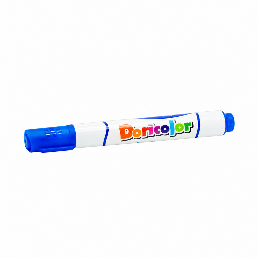 Marcador borrable Doricolor azul, una unidad sobre fondo blanco