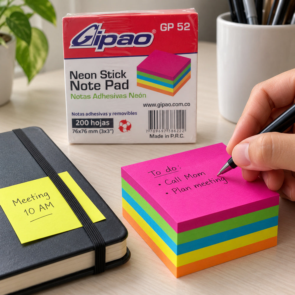 Ejemplo ilustrativo de uso: Taco de Notas Adhesivas Gipao Colores Surtidos x200 GP/52