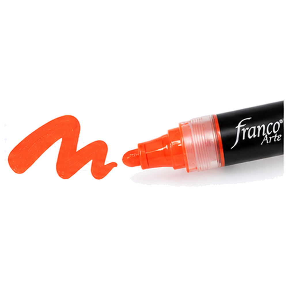 Detalle de punta y trazo Franco Arte Naranja Fluorescente, SKU 40597-39, recreación ilustrativa IA, 1000 × 1000 px
