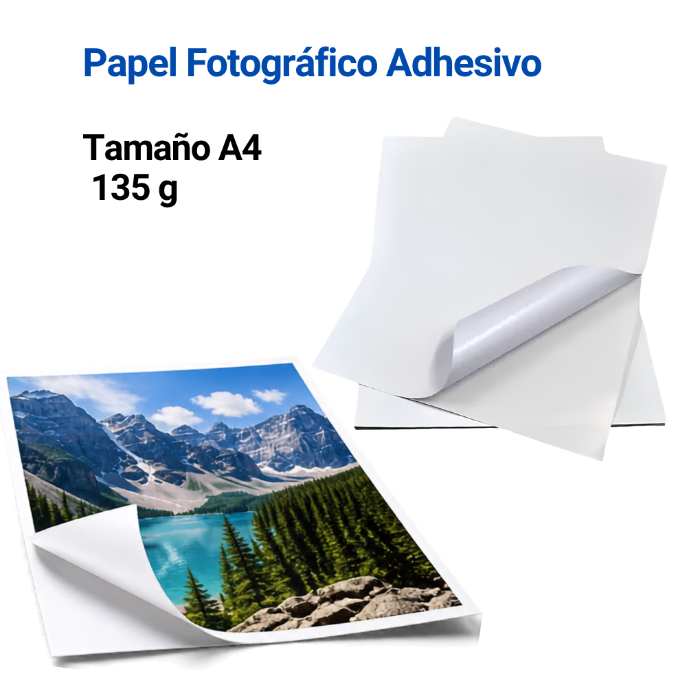 Papel Fotográfico Adhesivo Brillante Carta 135 g x 20 Hojas
