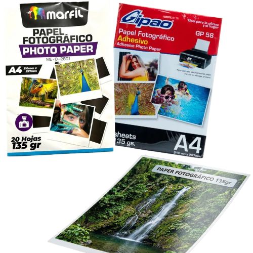 Papel Fotográfico Adhesivo Brillante Carta 135 g x 20 Hojas