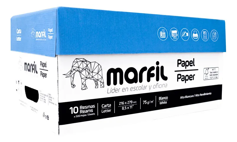 Caja de Papel Marfil Carta 75 g con 10 resmas