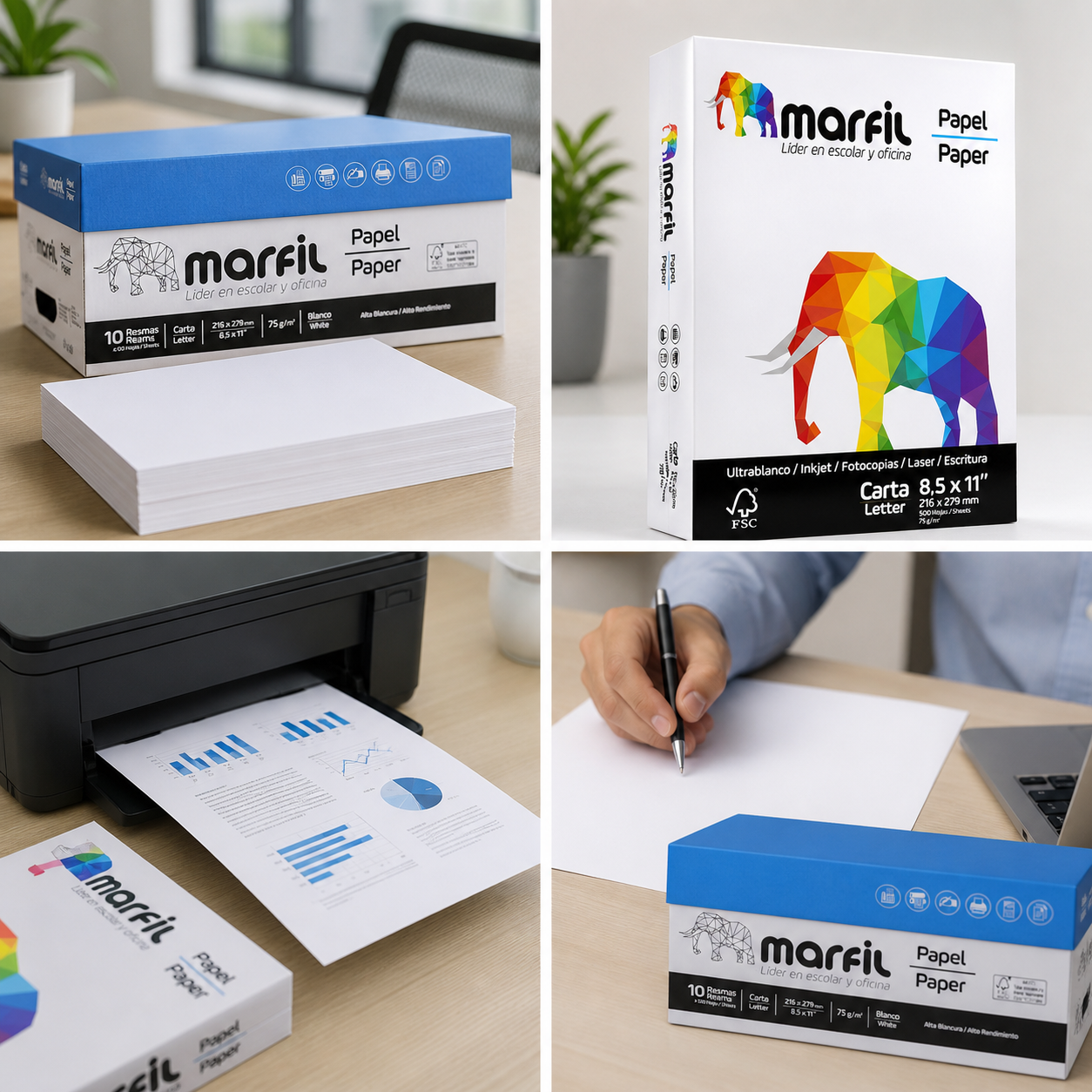 Papel Marfil Carta utilizado para impresión y escritura en oficina
