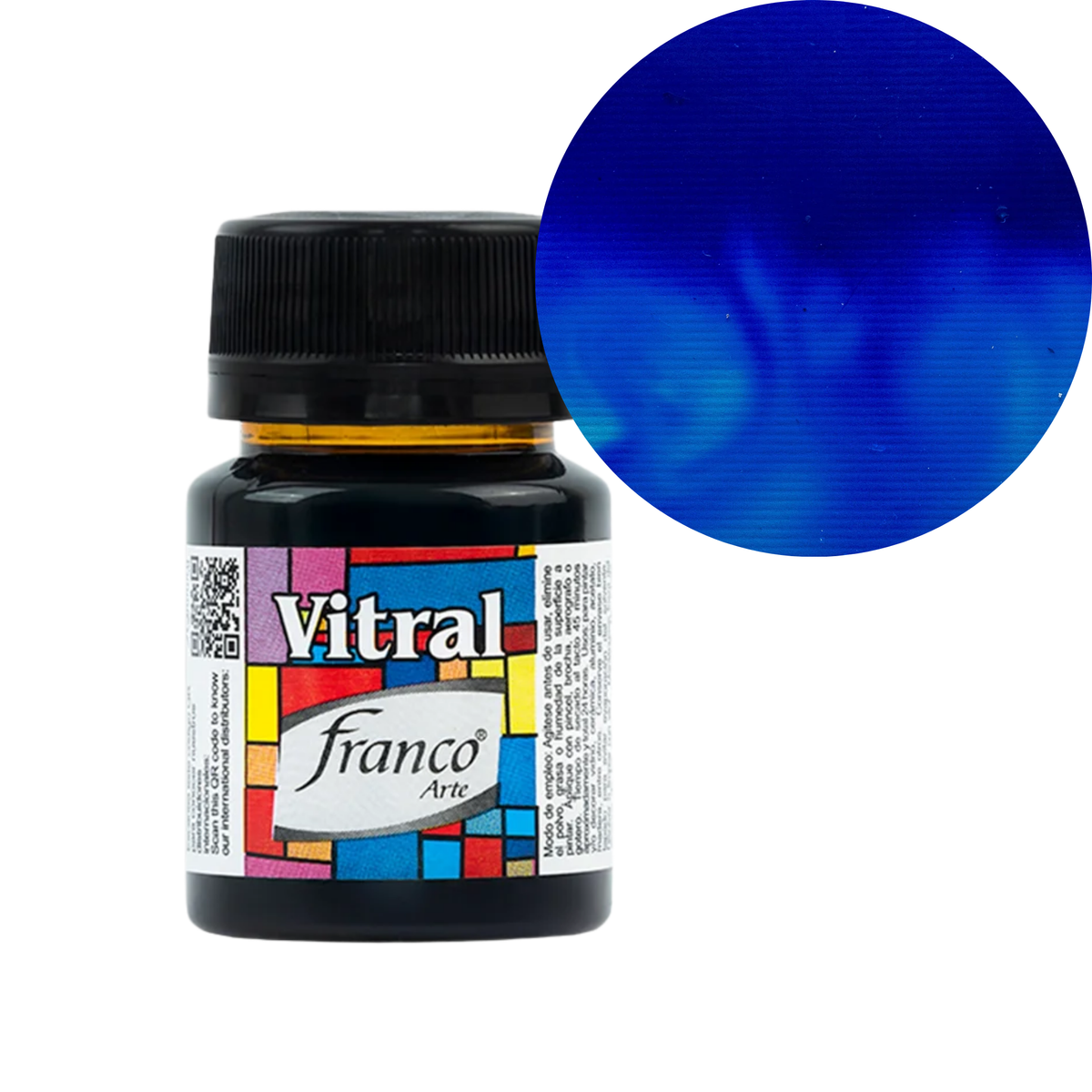 Pintura Vitral Franco Arte 30 ml, Traslucida para Manualidades - Azul Ultarmar