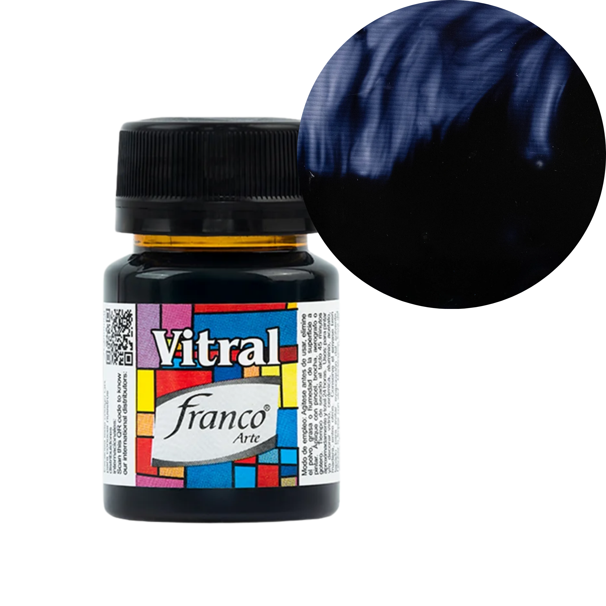 Pintura Vitral Franco Arte 30 ml, Traslucida para Manualidades - Negro