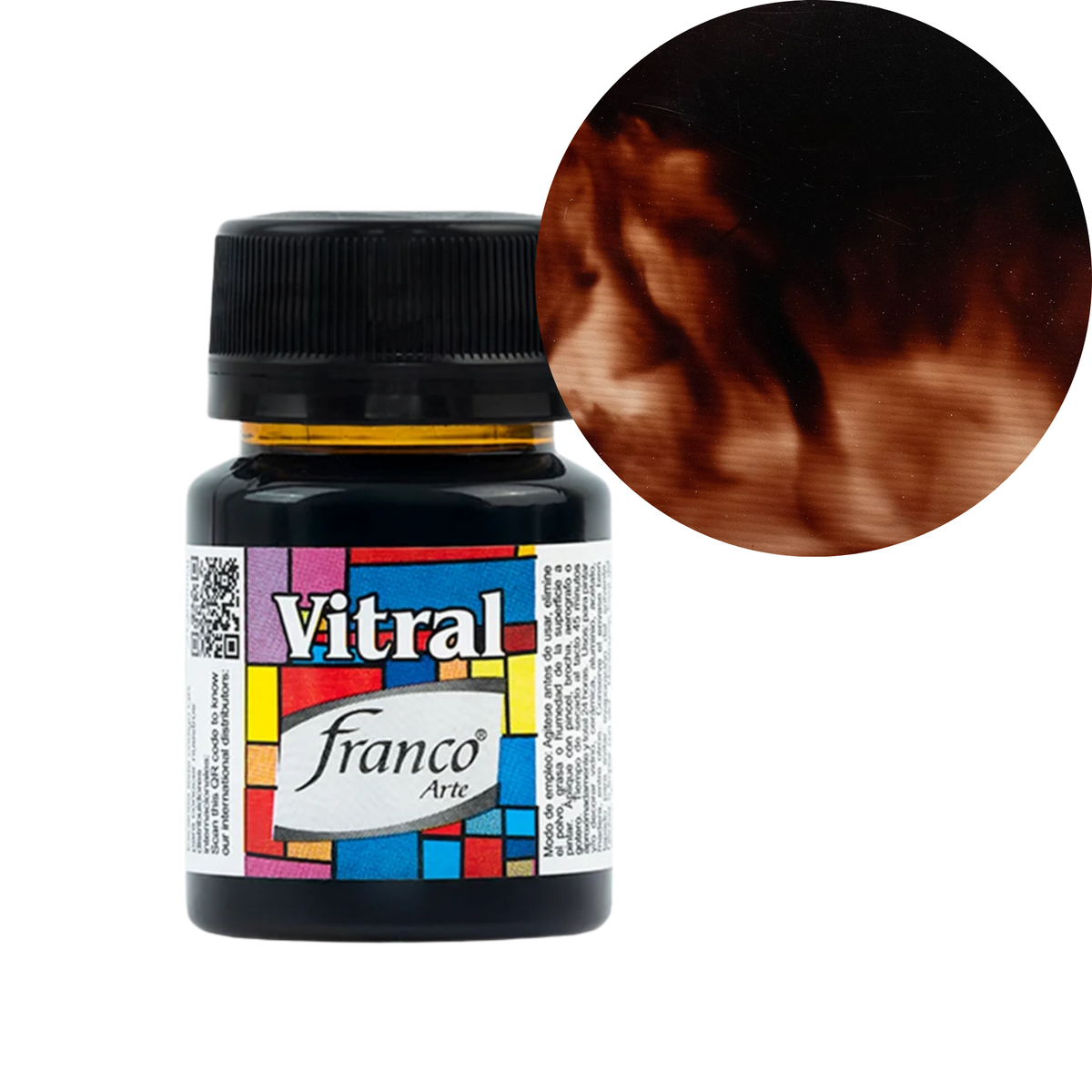Pintura Vitral Franco Arte 30 ml, Traslucida para Manualidades - Pardo