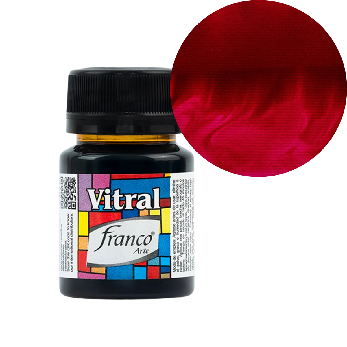 Pintura Vitral Franco Arte 30 ml, Traslucida para Manualidades - Roja