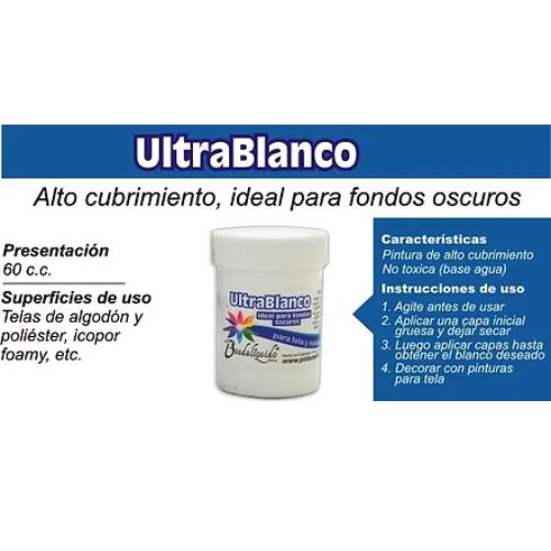 Pintura textil para tela color ultrablanco