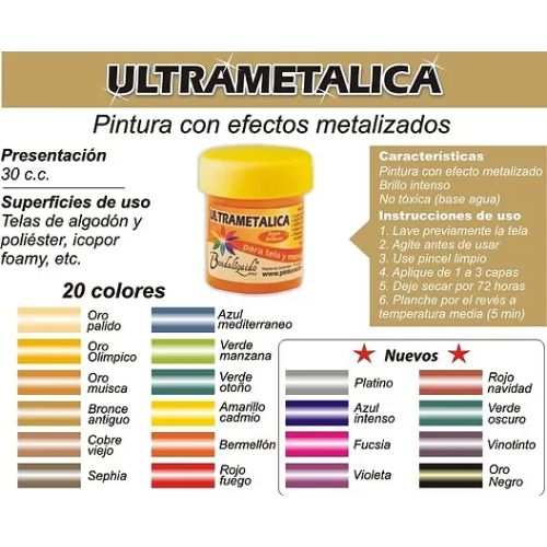 Pintura textil ultrametalica bordaliquido