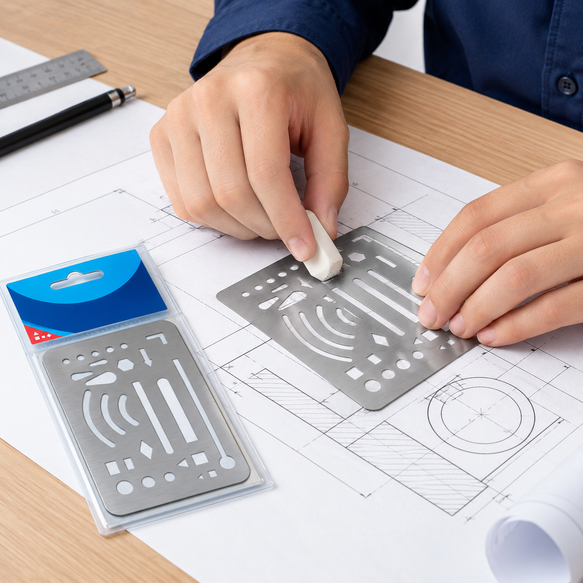 Ejemplo de uso de plantilla para borrar Pointer ER-002 en dibujo técnico