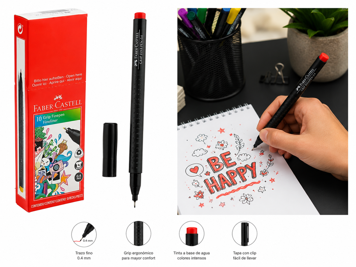 Ejemplo de uso del Plumígrafo Faber-Castell Grip Finepen 460 rojo 0,4 mm en dibujo