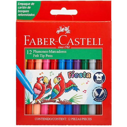 Plumones fiesta de faber castell x 12 surtido
