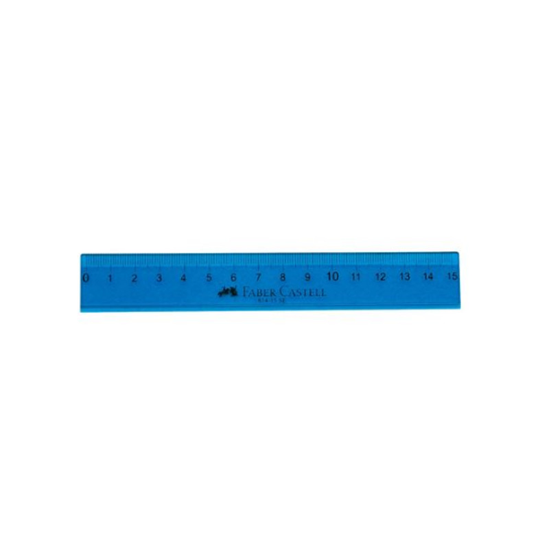 Regla Faber-Castell 814 escolar translúcida de 15 cm color azul